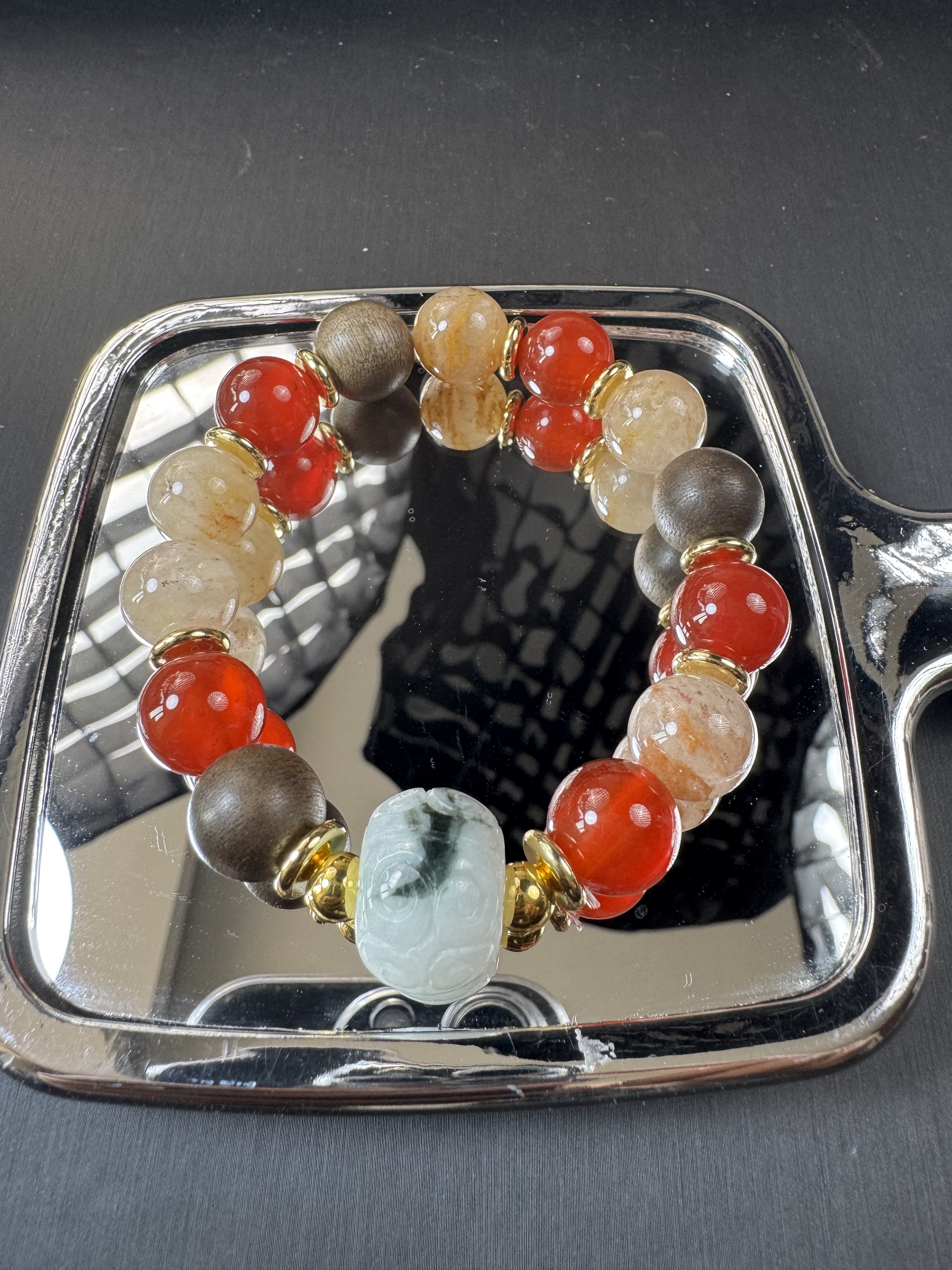 A464 天然原创多宝水晶手链12mm+多样性发一