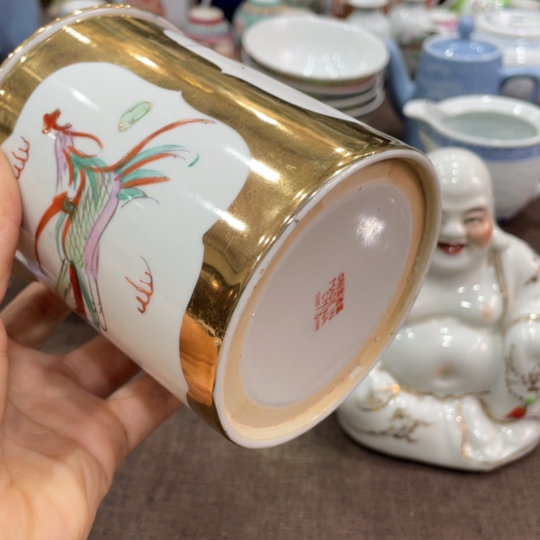 瓷片景德镇粉彩手绘办公杯