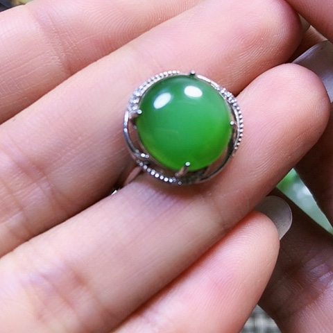 和田玉戒指银S925镶嵌