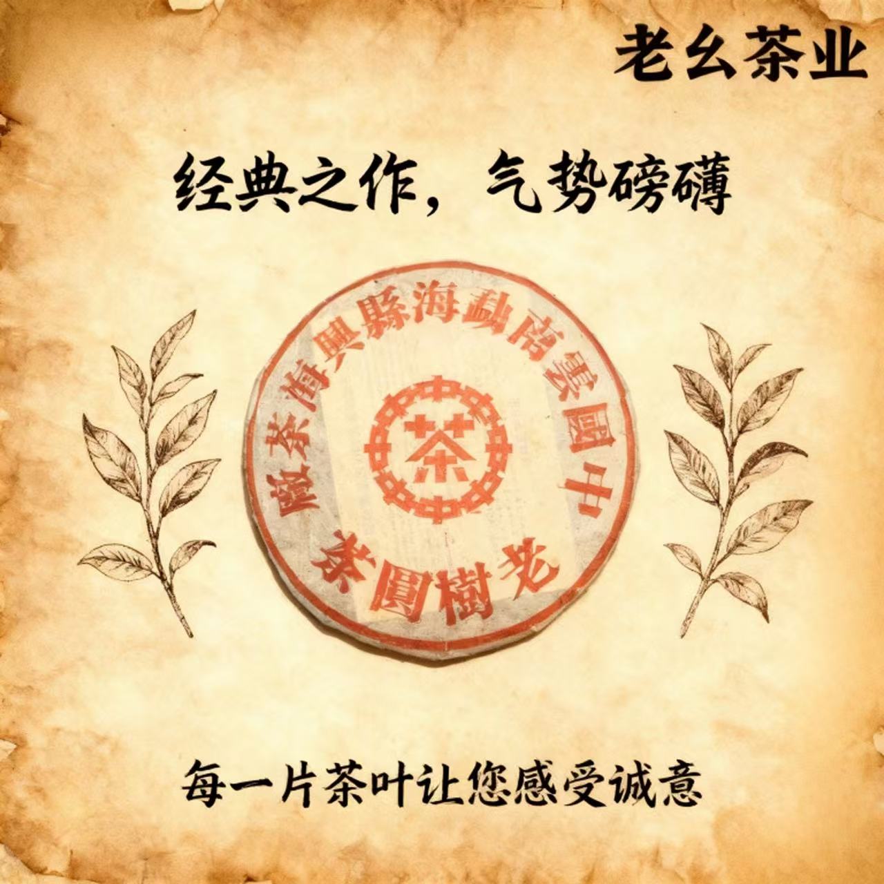 【老幺茶业】双飞大红印 生茶 357克 