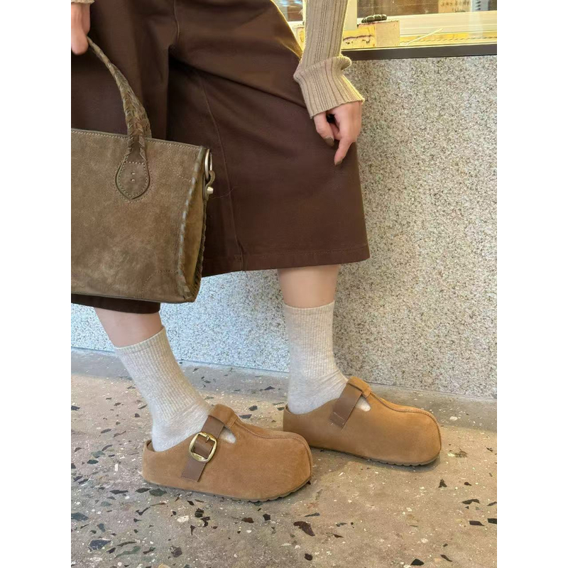 休闲风纯色2025包头款搭扣包头拖平底舒适韩版软底760-2