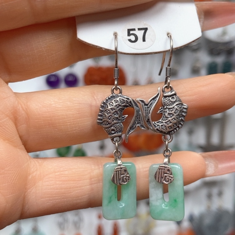 【闪购商品】翡翠耳饰银S925镶嵌耳饰