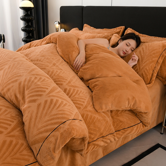 寐博士科技暖绒轻奢加厚雕花立体牛奶绒套件