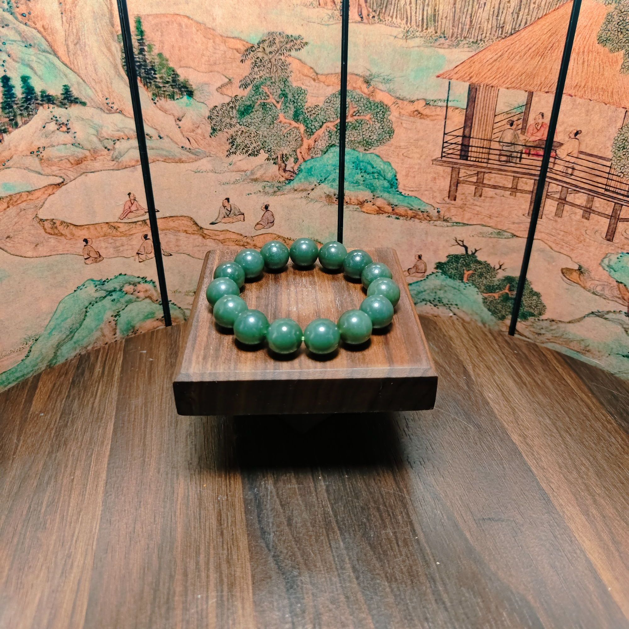N和田玉圆珠手串（卡14）0299