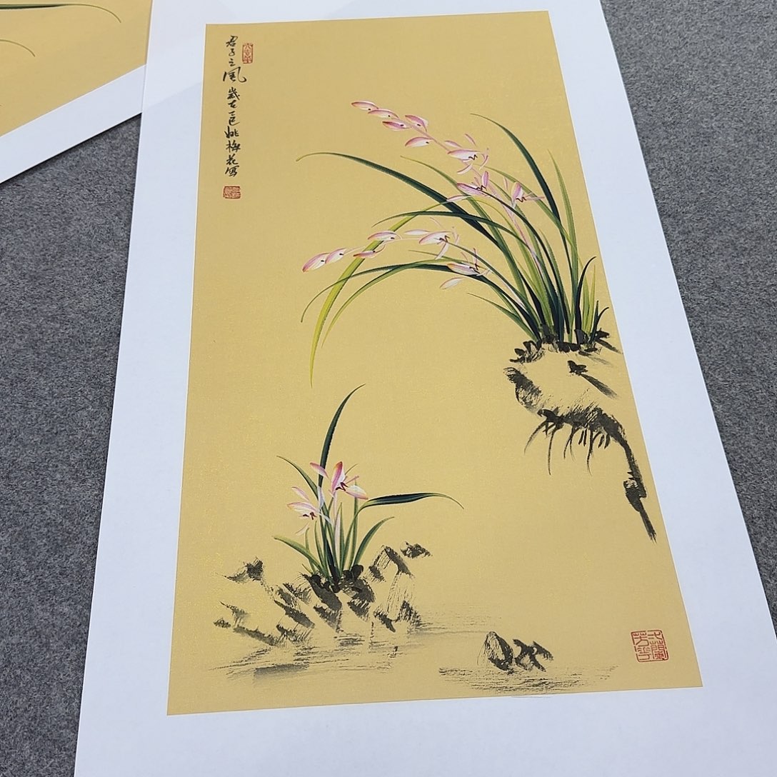 国画国画立体兰花