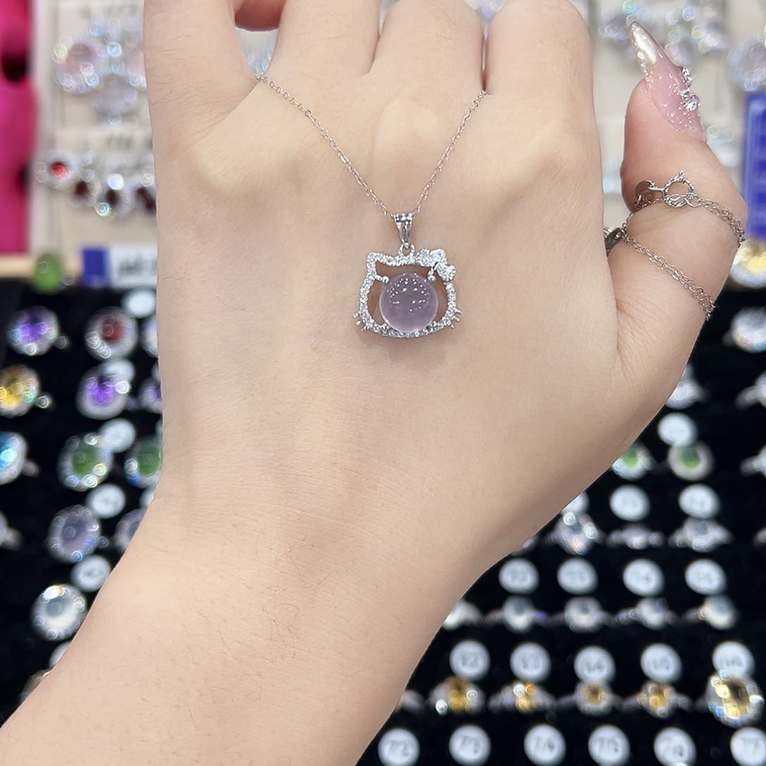 萤石颈饰银S925镶嵌