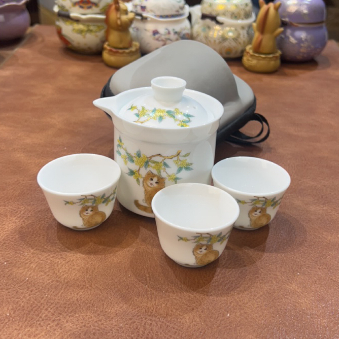 192一壶三杯旅行茶具桂花小猫