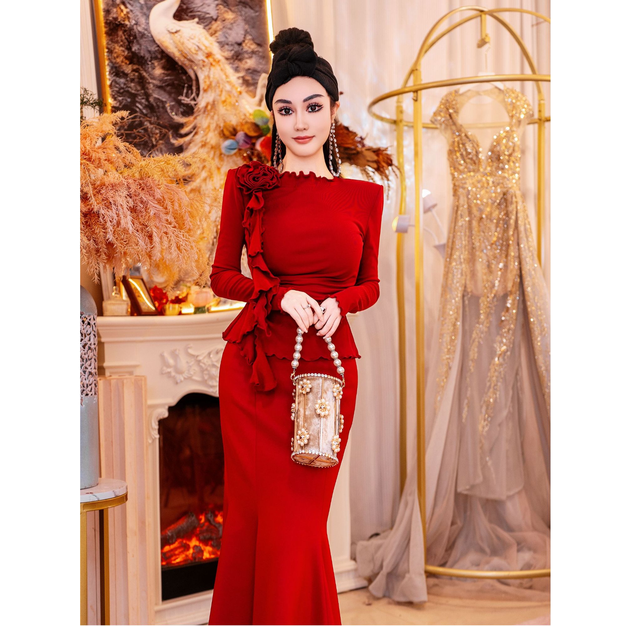 【星姐推荐】星原创高级定制【红玫瑰】设计师轻奢名媛加绒保暖上衣