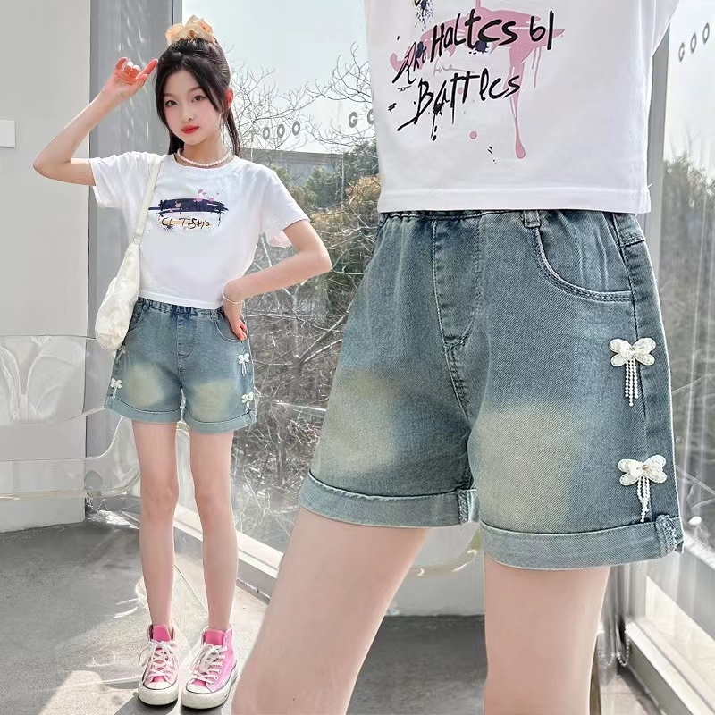 女童短裤牛仔夏季薄款2025新款洋气短裤女孩外穿透气中大儿童热裤