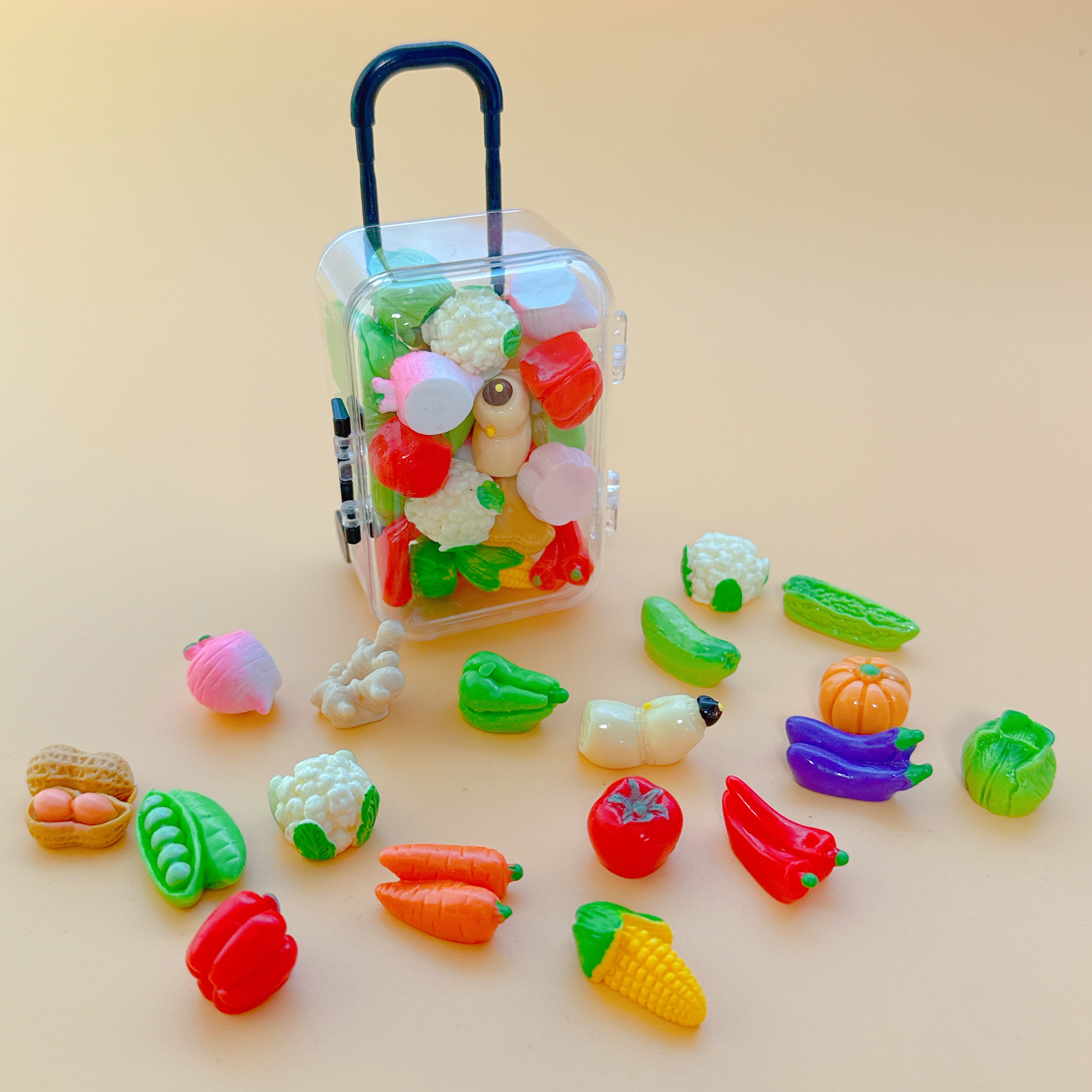 微缩蔬菜仿真迷你食玩食物模型行李箱小摆件潮玩盲盒学生礼品玩具