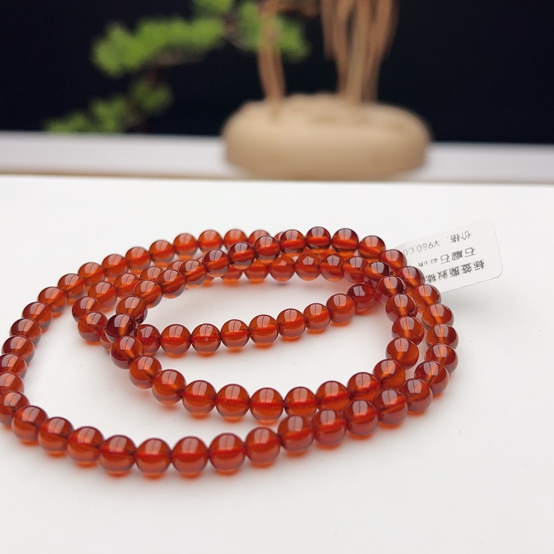 手链石榴石未镶嵌橙石榴6mm+42.8