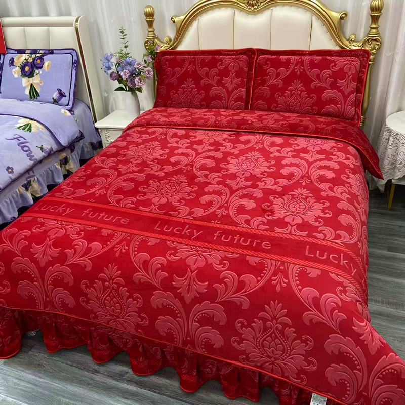 2025秋冬牛奶绒四件套加厚保暖双面绒被套加绒床裙款家纺床上用品