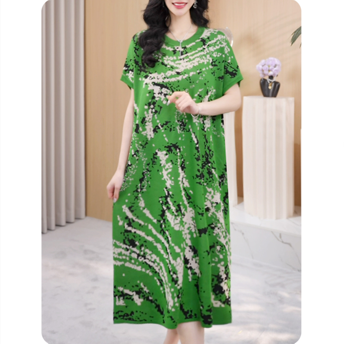 [TL2]点翠新品女士宽松连衣裙中长款休闲女装2ZL0125505