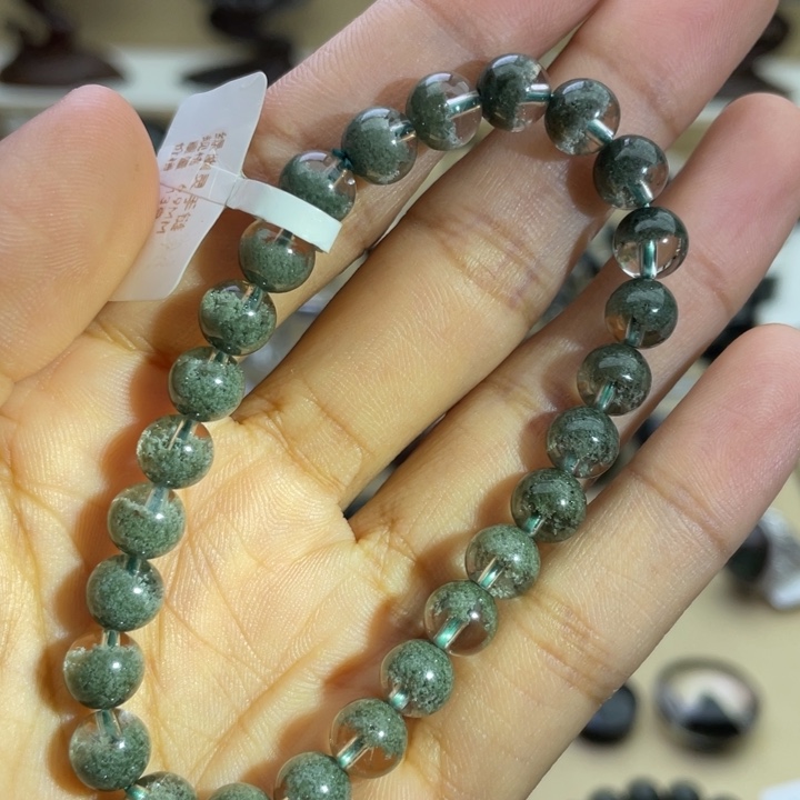 未镶嵌手链水晶绿幽灵聚宝盆6.9