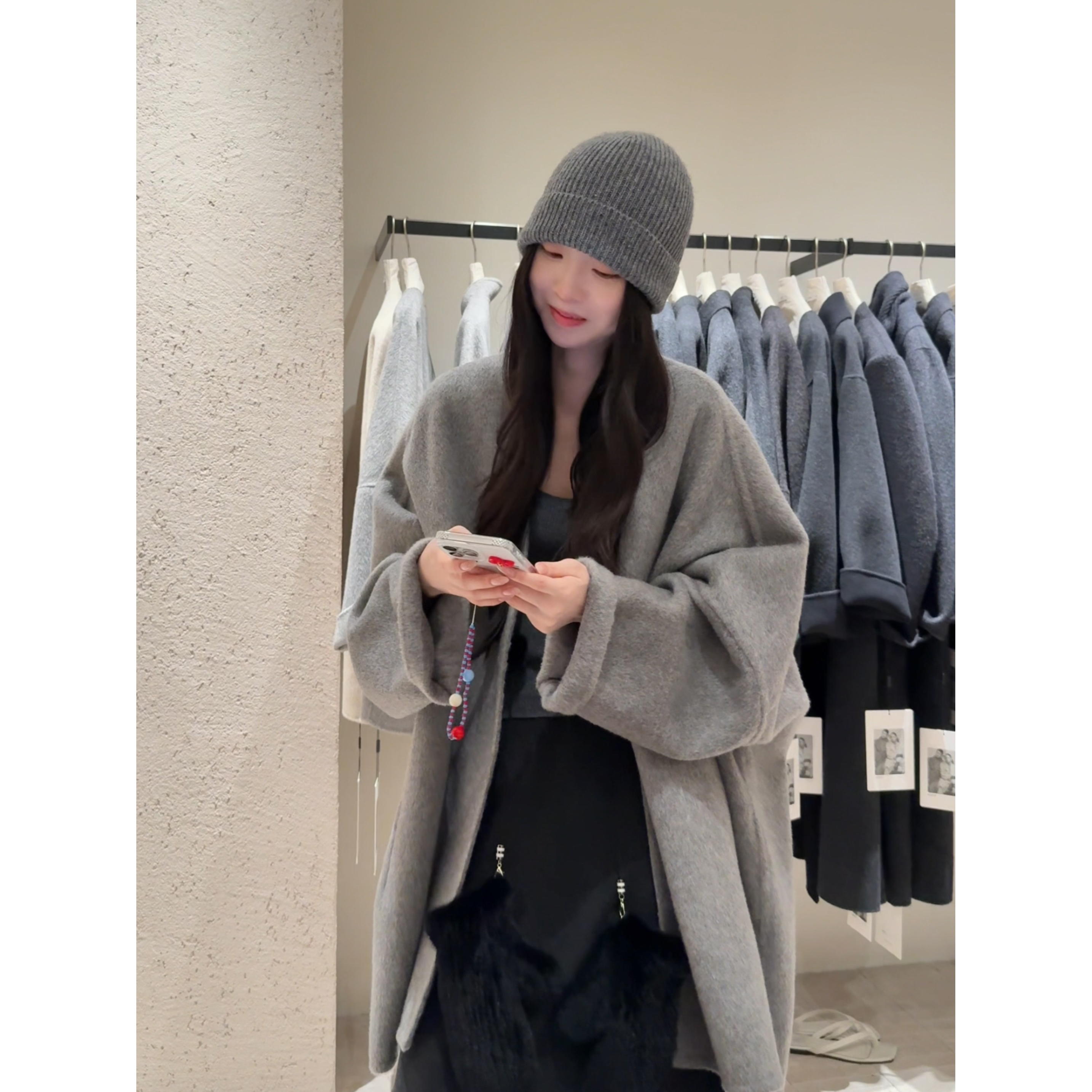 【松弛有度】极简慵懒无扣双面大衣（HZ2552#）爱唯依