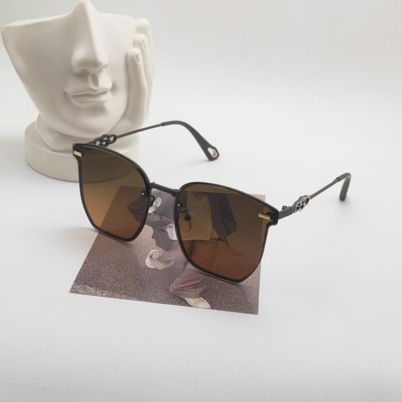 【3136】灰色连体镜片墨镜复古显脸欧美风个性时尚百搭不出错