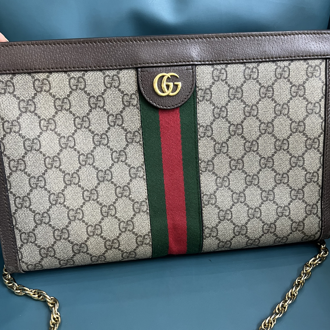 95新 GUCCI/古驰 99新大号夹子包经典单肩斜挎包