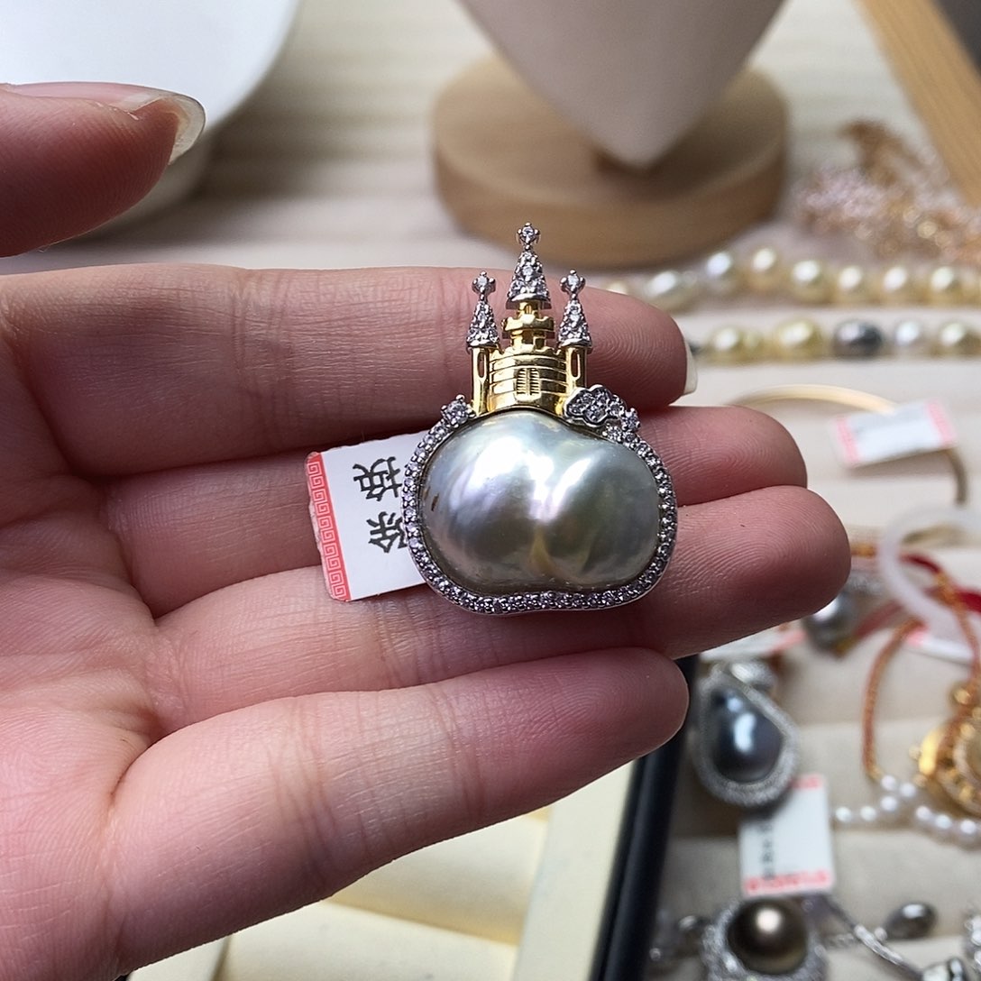 海水珍珠颈饰银S925镶嵌