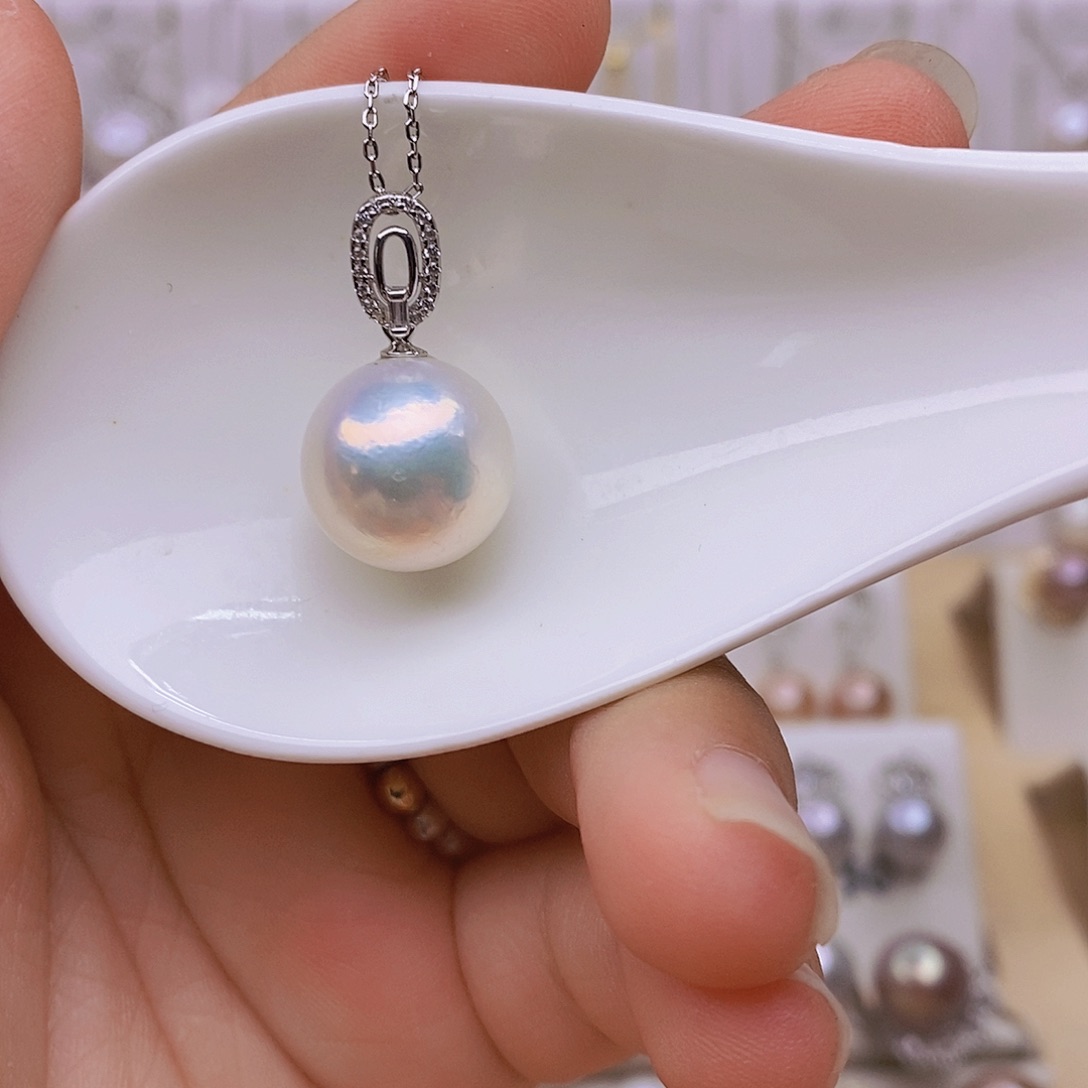 淡水珍珠银S925镶嵌吊坠(赠链)