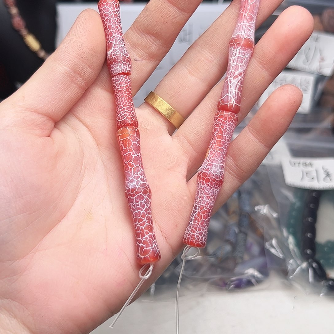 玛瑙/玉髓合金珠宝半成品u785 药霜骨头一条