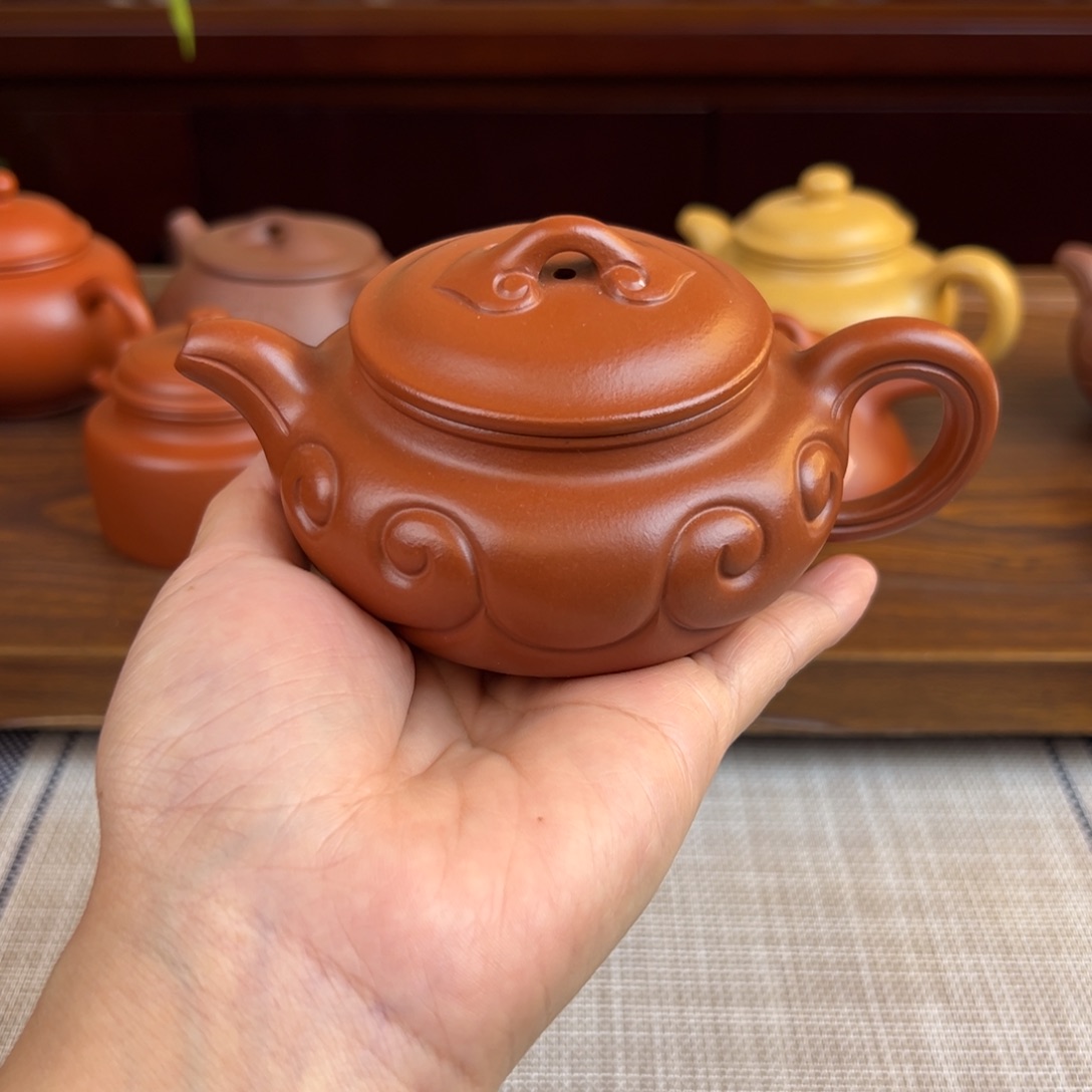 大***子茶壶紫砂朱泥仿古如意全手200cc