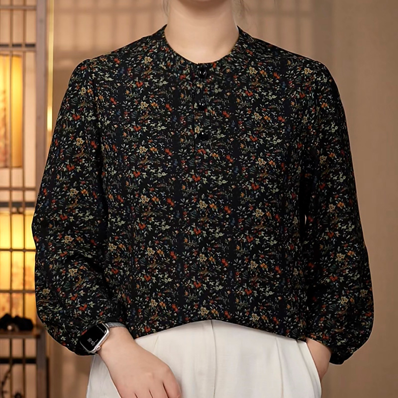 【B-080莫奈花园】新款莫奈花园显气质显白长袖衬衫