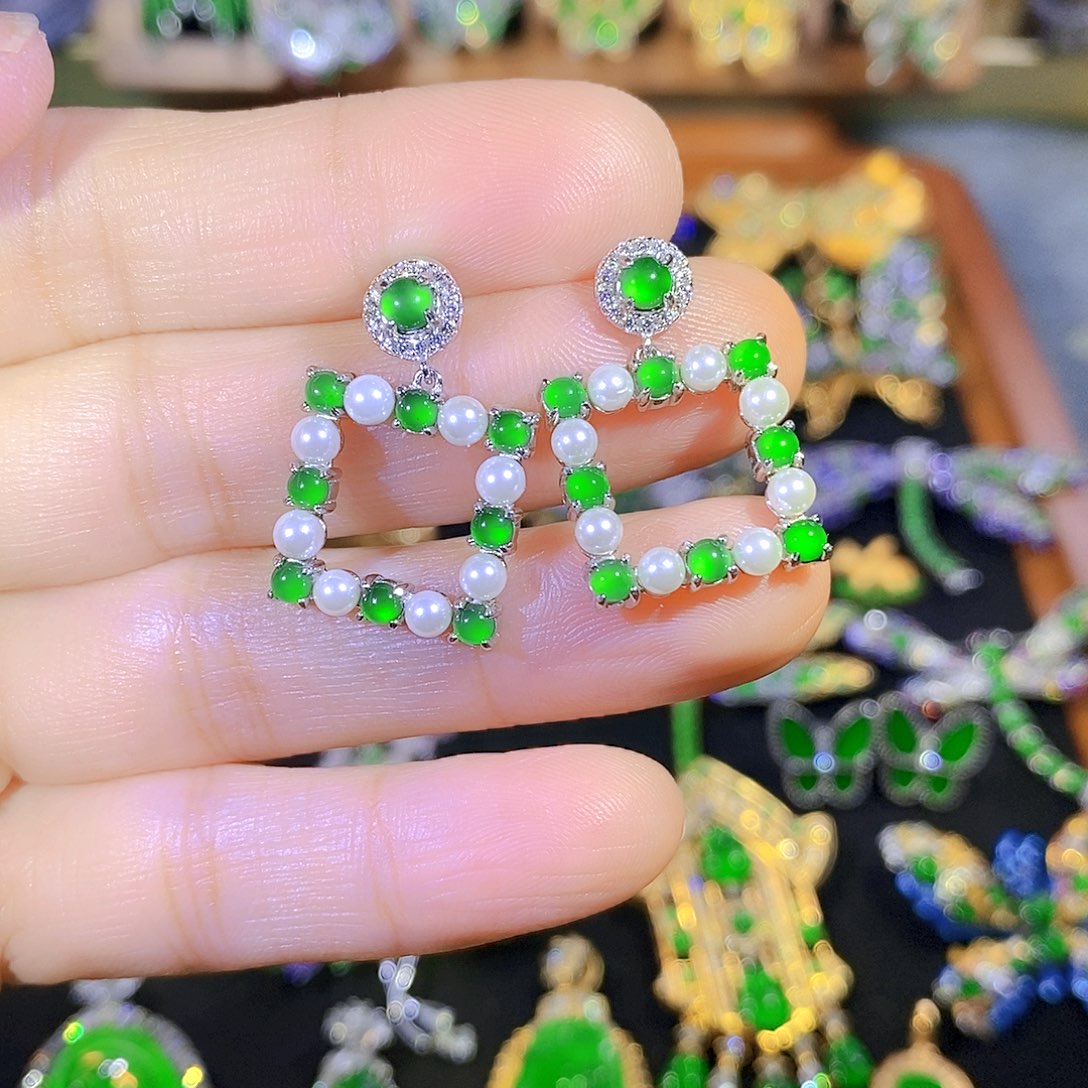 吊坠(不含链)银S925镶嵌翡翠