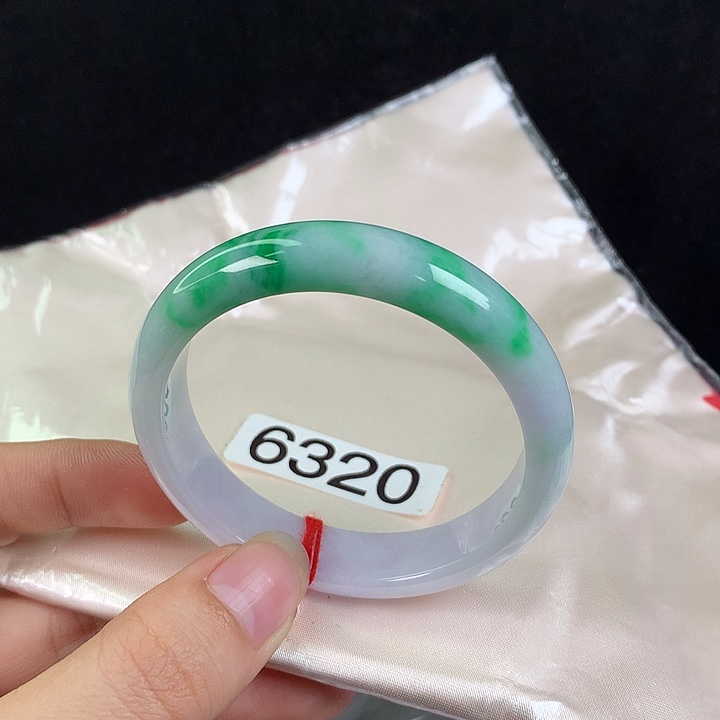 翡翠未镶嵌手镯51圈 紫底阳绿