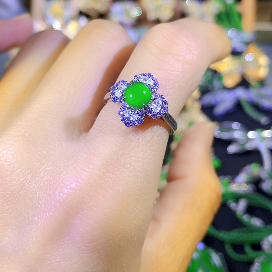 吊坠(不含链)银S925镶嵌翡翠