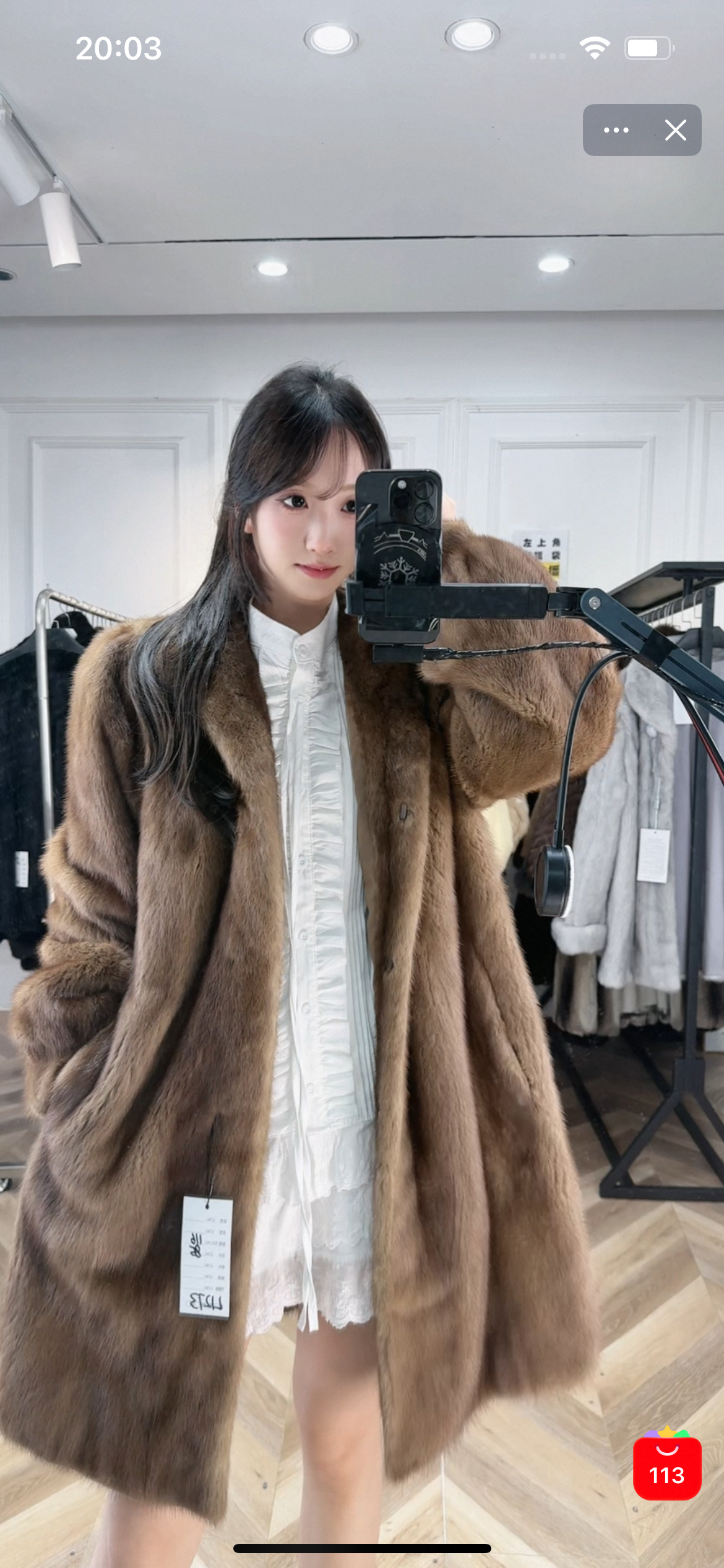 2.1k~4k单排扣中长款短款女正肩袖长袖浅棕色青果领皮草貂皮过膝