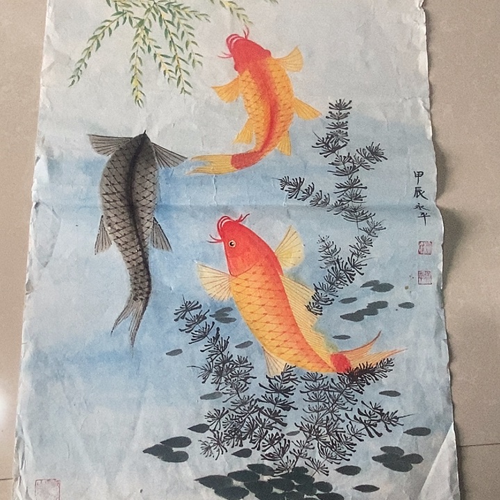 国画四尺三开手绘作品