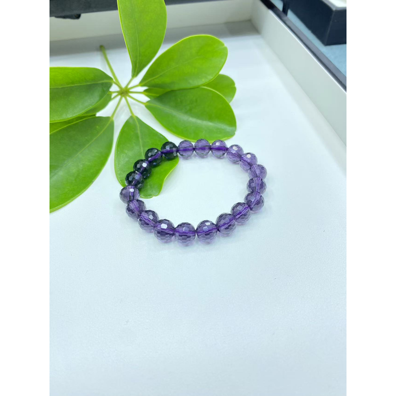  A002 紫切面10M白搭手链