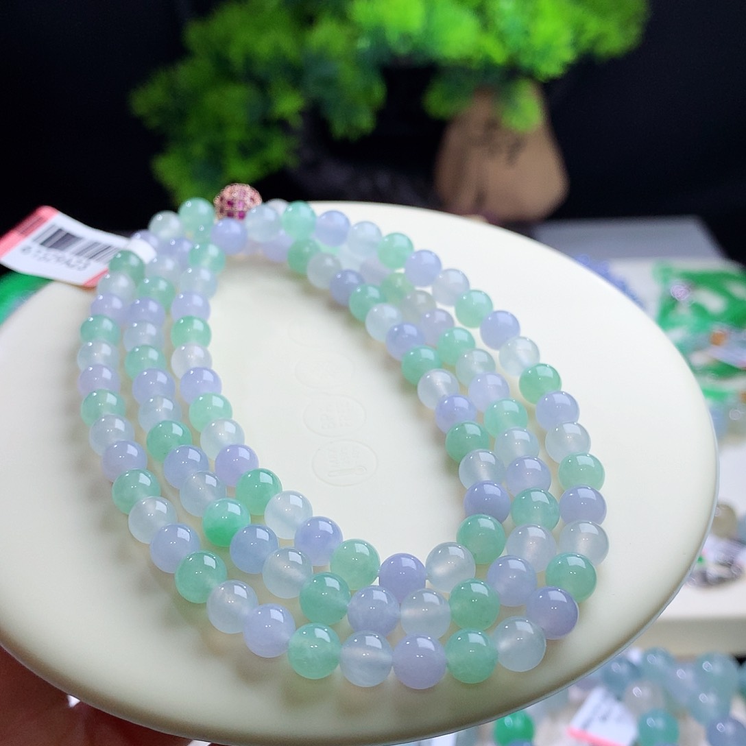 项链未镶嵌翡翠卡6mm清冷感冰胶马卡龙 