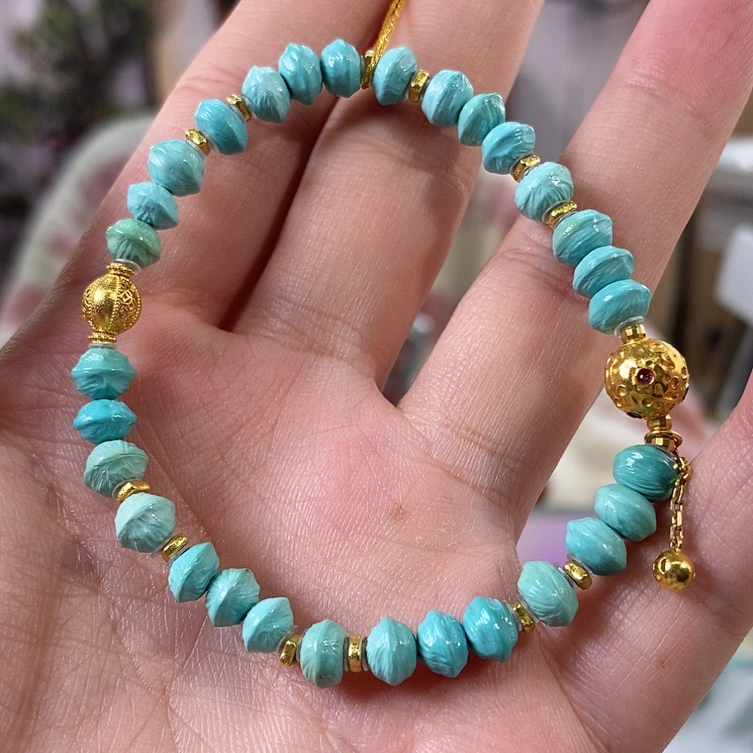 绿松石18K金镶嵌珠宝奇石