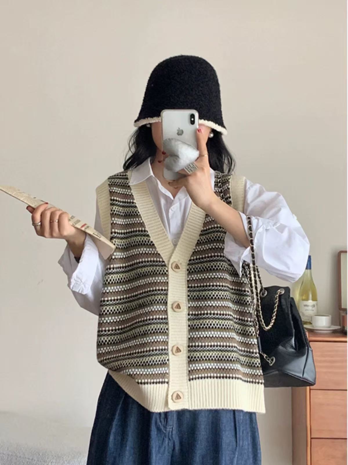 秋冬百搭韩版套头款圆领马夹