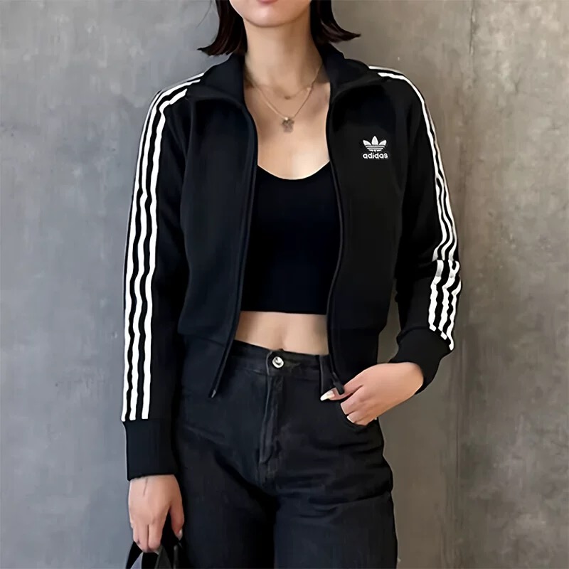 阿迪达斯三叶草秋季新款 女子时尚正品复古针织运动外套IY7278#HN
