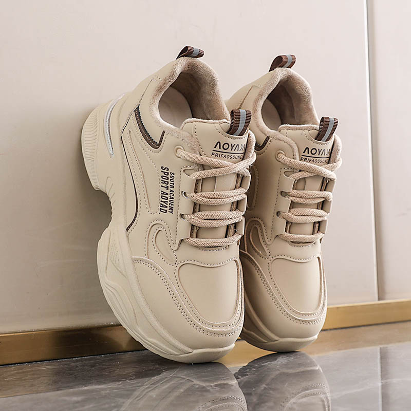 增高8CM厚底小白鞋春秋爆款皮面休闲运动鞋小个子坡跟轻便老爹鞋