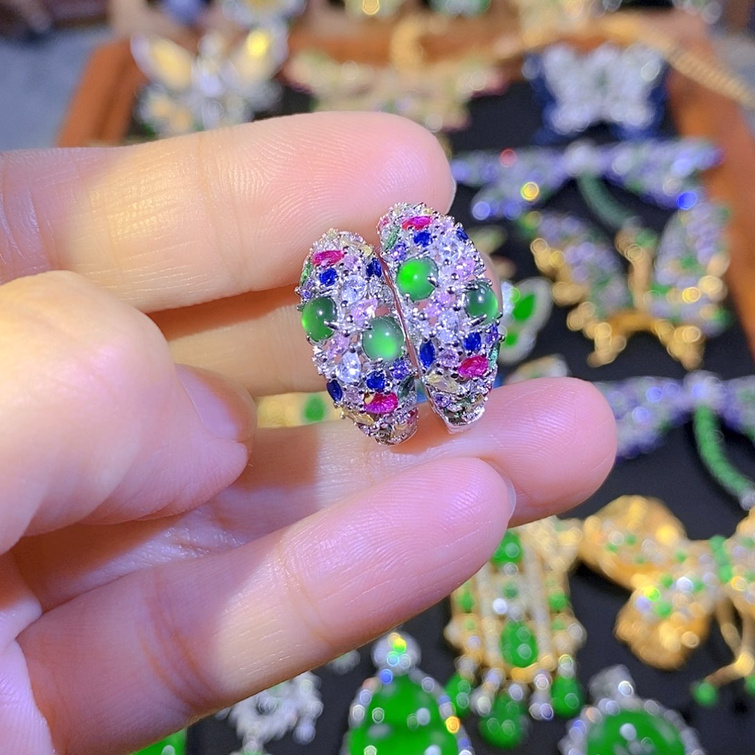 吊坠(不含链)银S925镶嵌翡翠