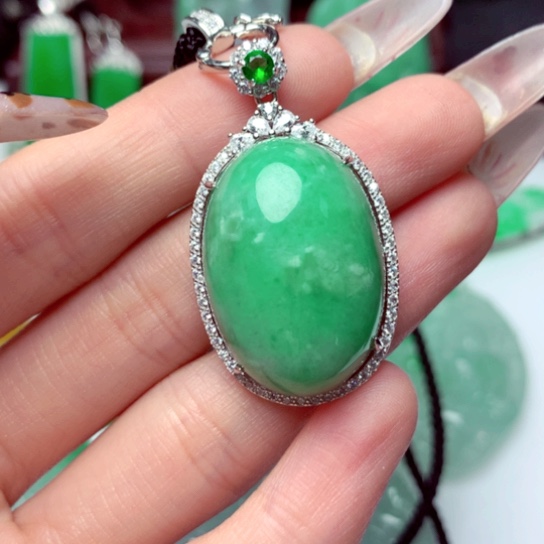翡翠吊坠(不含链)银S925镶嵌