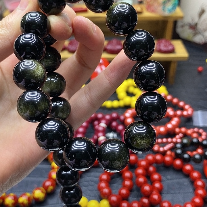 天然辰砂金耀看图14mm