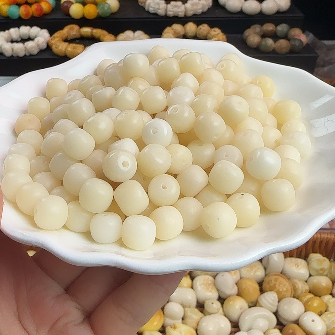 菩提根/象牙果手串卡10干磨油王奶白桶100卡牌➕100颗