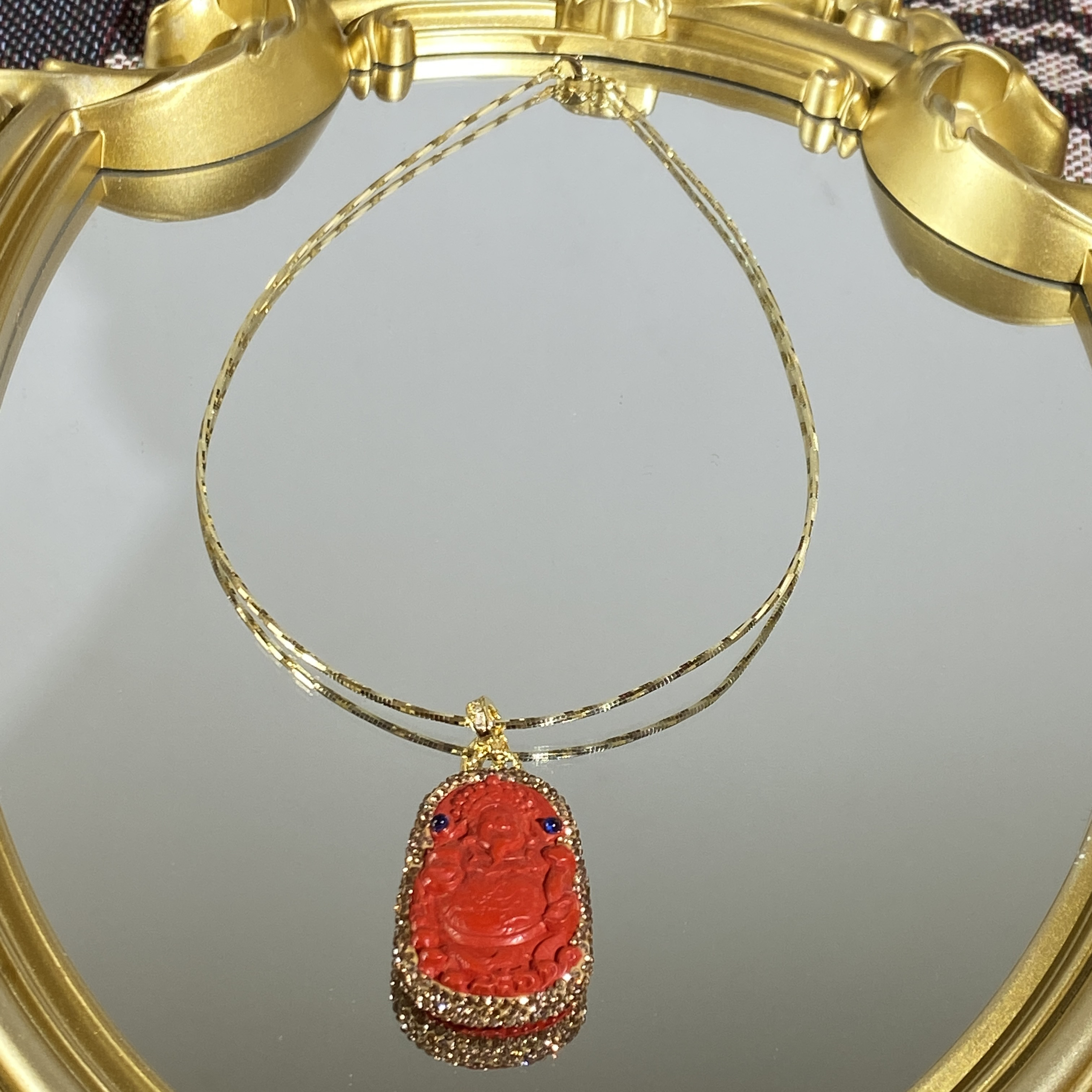 铜合金合成锆石项链 TTSD 红色财神爷气质项链 2128