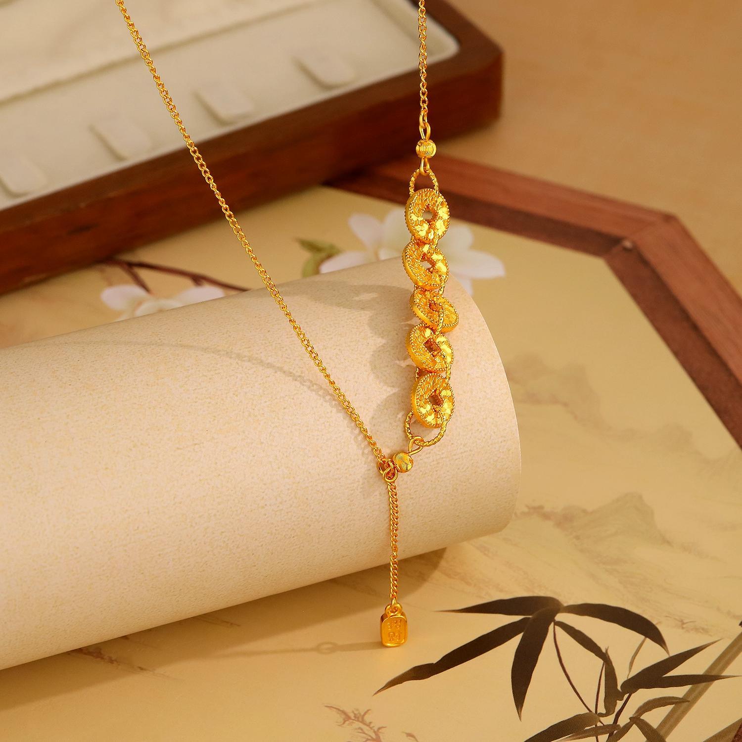 钛钢项链 XA038五帝钱项链精高级2025年新款爆款氛围感小众冷淡风