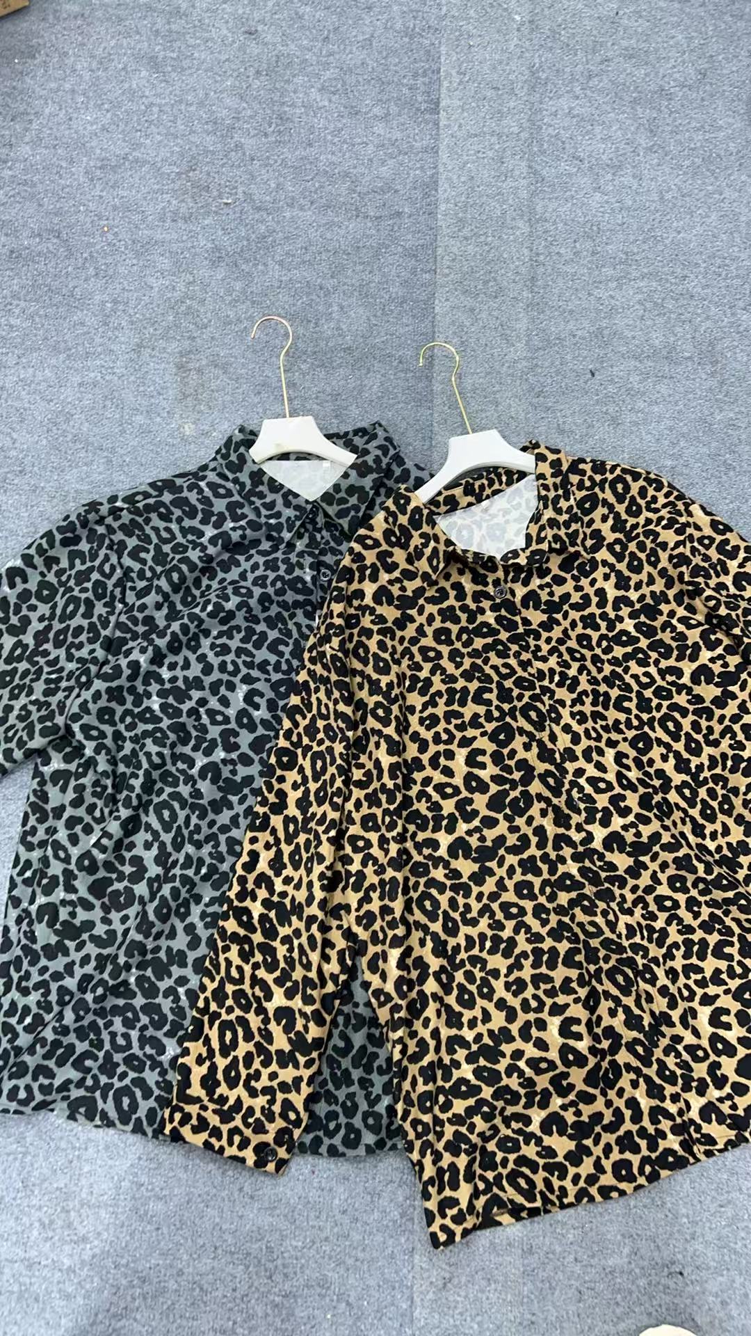 复古风豹纹女士宽松慵懒风衬衣外套 4001-A119(娇)