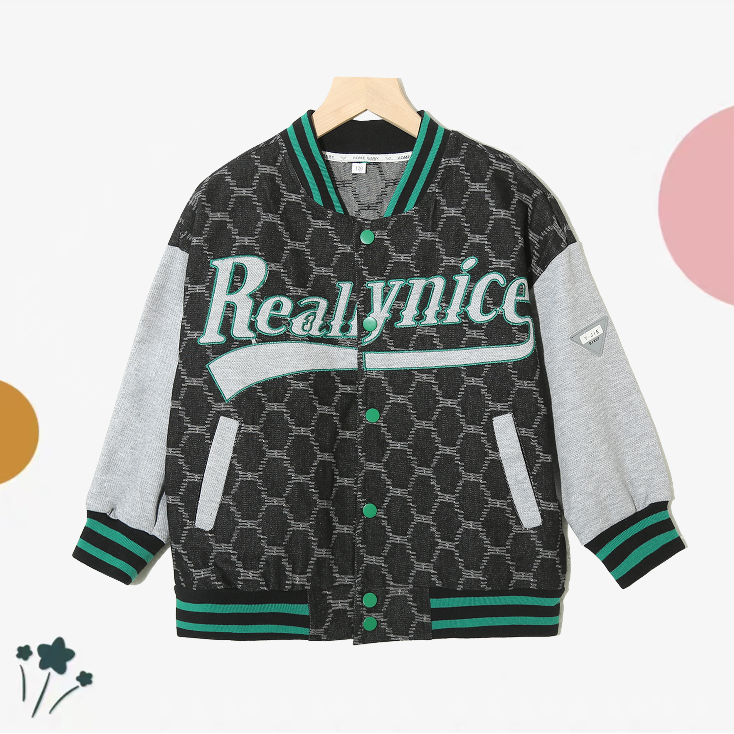 中大童棒球服休闲运动潮服时尚洋气拼接字母春秋亲子外套6C651