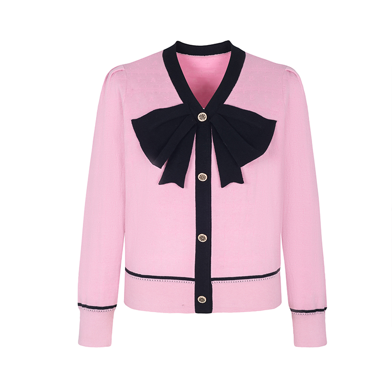 【直播专享】商场同款胸前蝴蝶结绵羊毛V领针织衫NDY8B33608