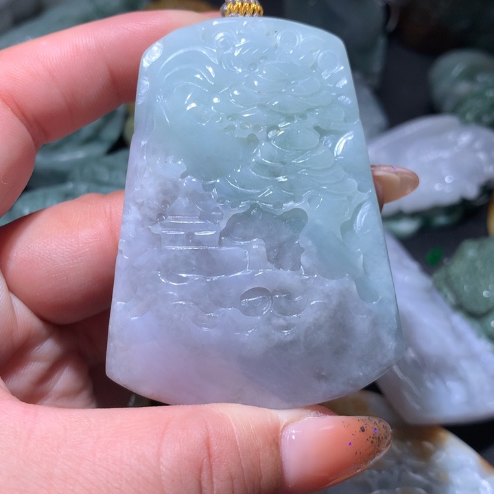 翡翠未镶嵌颈饰保真天然A货翡翠