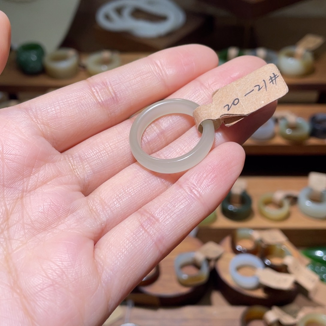 和田玉戒指14K金镶嵌文****长19.4