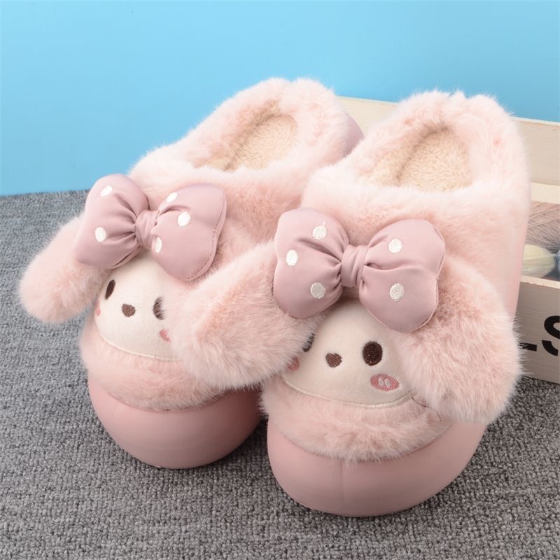 毛绒绒可爱室内棉拖鞋卡通ins冬季加绒保暖学生外穿居家防滑棉鞋