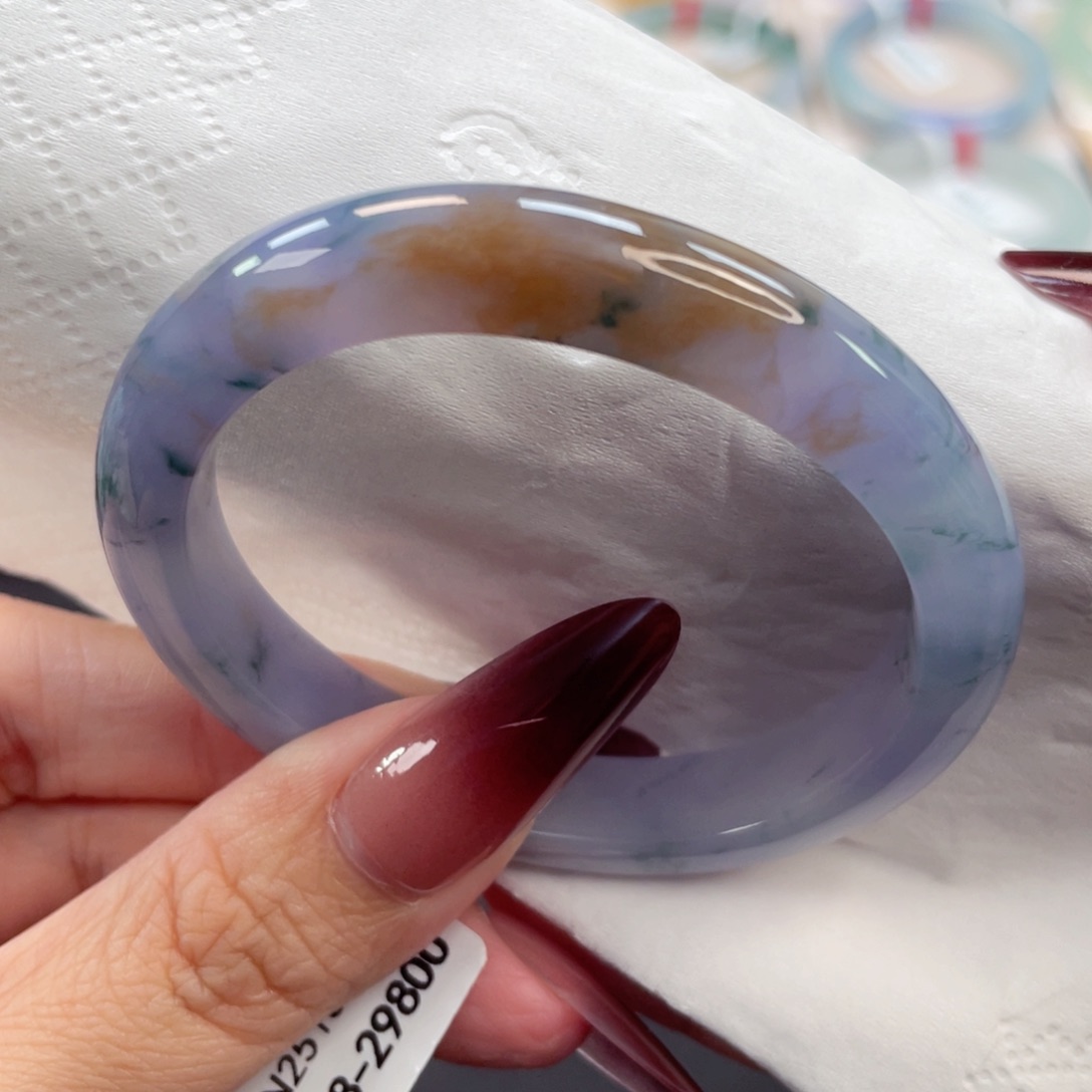 未镶嵌手镯翡翠48号51.8莫奈火烧云特色贵妃